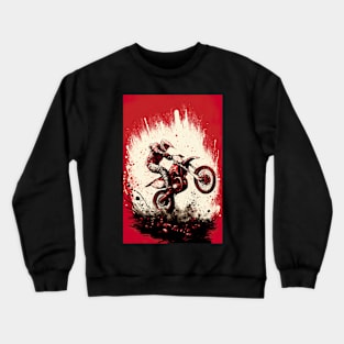 Dirt Bike With Red and Black Paint Splash Design Crewneck Sweatshirt